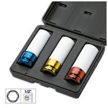 JBM 51336 - Kit 3 vasos impacto 1/2" especial para extracción de ruedas