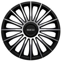 Sparco SPC1593BKSV - Juego de tapacubos Torino 15" negro/plata